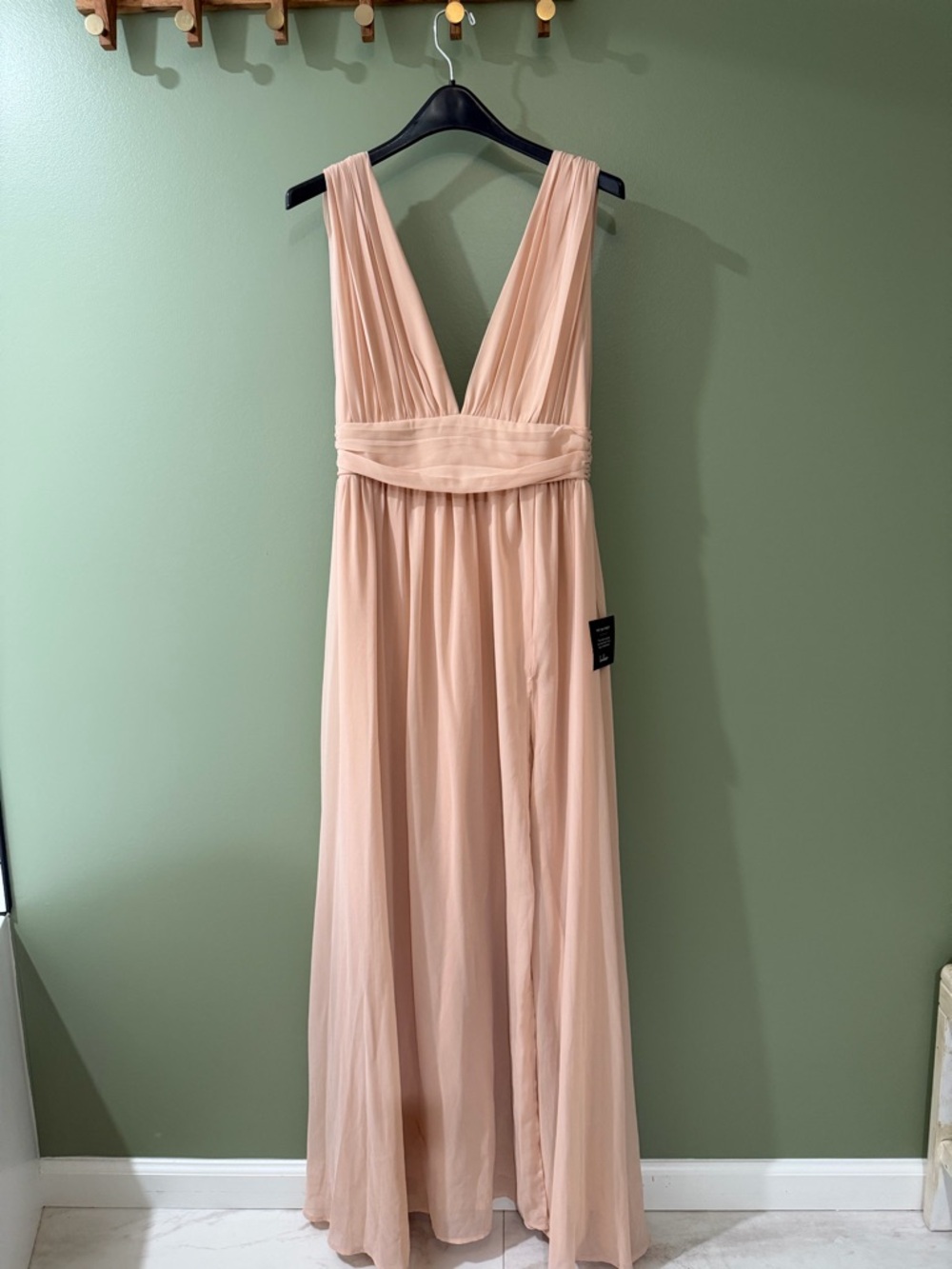 Lulu's Blush Deep V-Neck Chiffon Maxi Dress